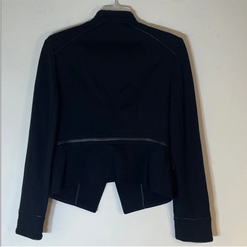 White House Black Market Ponte Black Military Jacket with Leather Pipping. 4.NWT - Picture 10 of 13